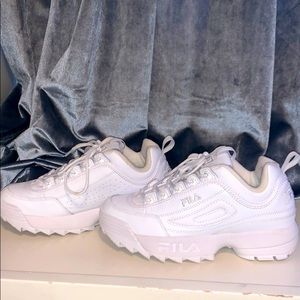 Womens Fila Disruptor 2 Premium Shoe - All White